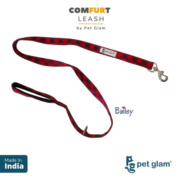 Pet Glam Cotton Dog Leash ComFURt BAILEY with Padded Handle- Heavy Duty Hardware-Dog Walks Leash Training-5 Ft Long 1 inch Wide on Sale