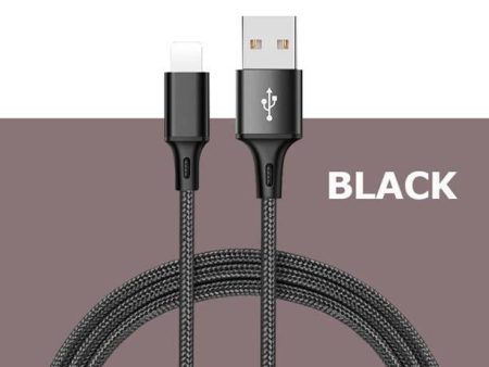 10 Pcs Cable Lightning Braided Lightning Length: 1M Black Online Sale