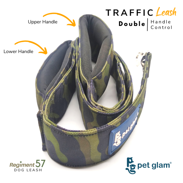 Pet Glam Traffic Leash For Dogs Regiment57 with Double Padded Handle-Heavy Duty Hardware-5 Ft Long X-Large 1.5 inch Wide Sale