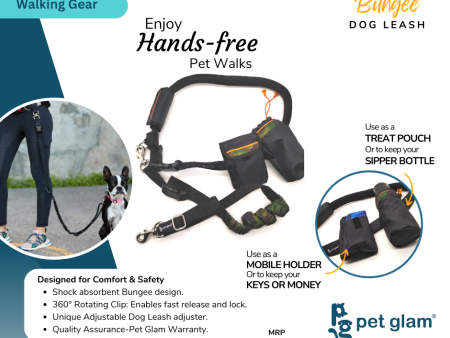 Pet Glam Dog Hands Free Bungee Dog Leash with Treat Pockets-Training Leash for Dogs Online