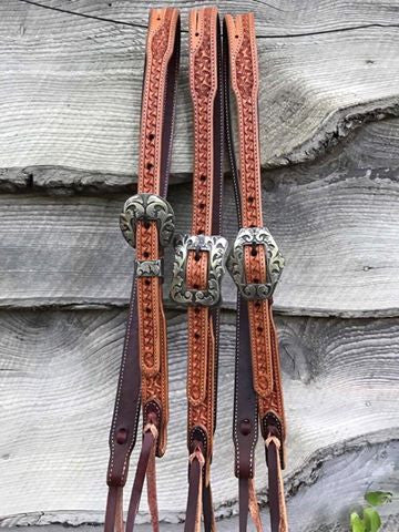 Handmade & Tooled Split Ear Headstall For Cheap