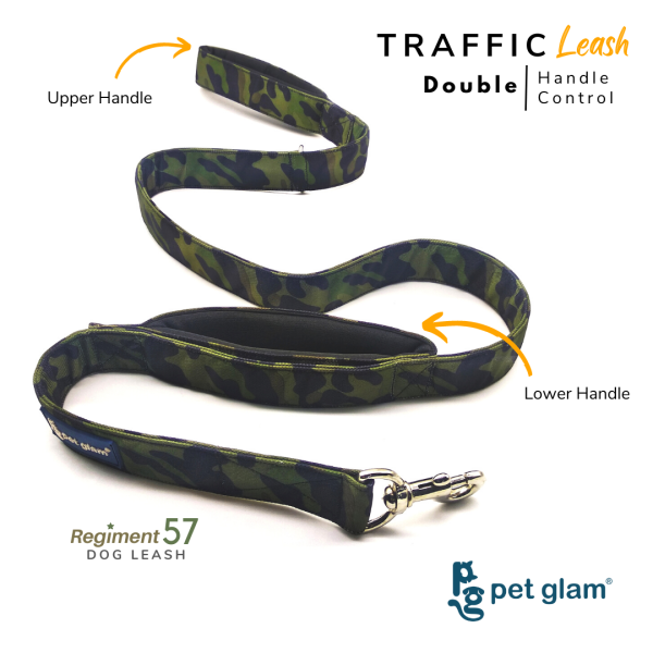 Pet Glam Traffic Leash For Dogs Regiment57 with Double Padded Handle-Heavy Duty Hardware-5 Ft Long X-Large 1.5 inch Wide Sale